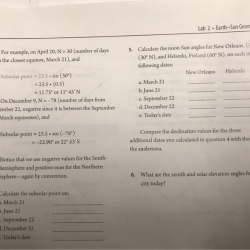 Lab 2 earth sun geometry answers