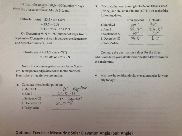 Lab 2 earth sun geometry answers