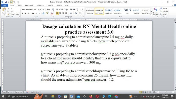 Dosage calculation rn fundamentals online practice assessment 3.0